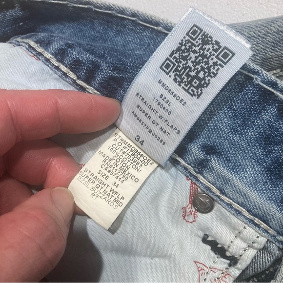Rare! Straight w/Flp SuperQT in “BZSL BUZZARD” wash True ReligionSize 34x34 - Picture 7 of 10